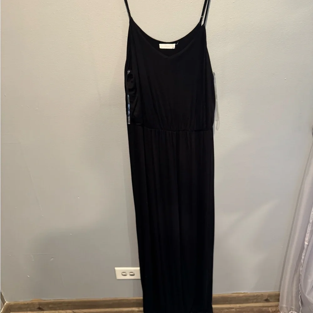 Lush Black Spaghetti Strap Slip Maxi Dress - Picture 3 of 5